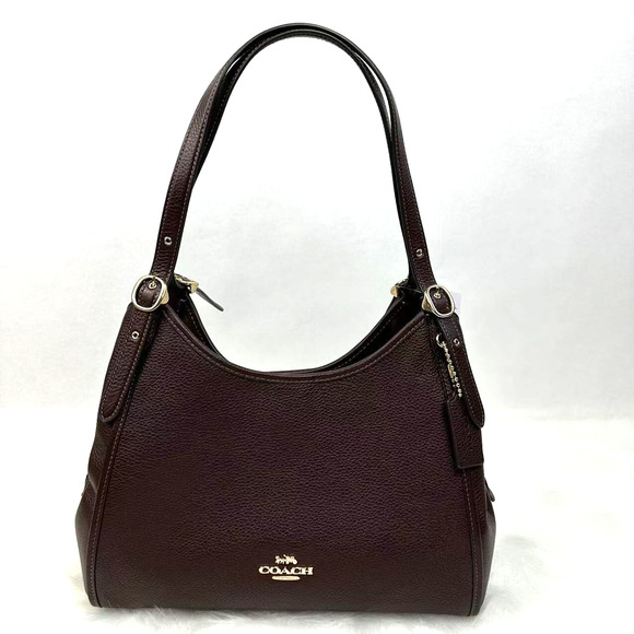 Coach Erin Shoulder Bag In pebble Leather In Gold/Maple CAQ86 NWT - Picture 1 of 12